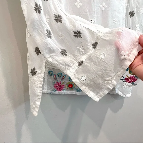 Johnny Was Colorful Floral Eyelet Embroidered Top - Picture 11 of 11